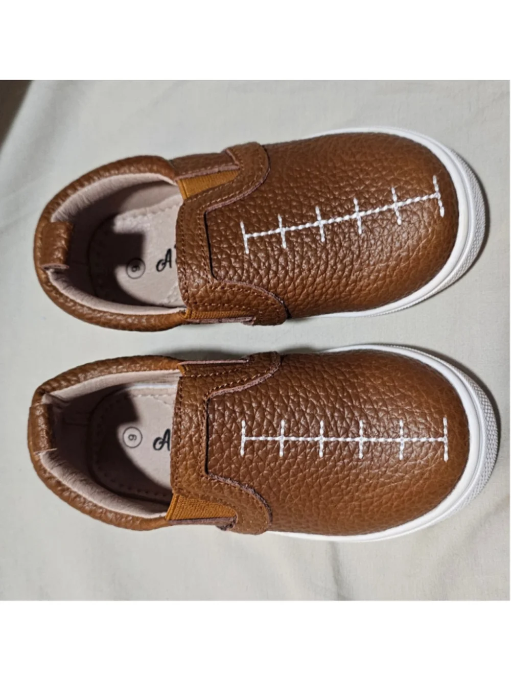 A Bear Co Baby Football Slip-On Shoes Brown White Size Toddler 6